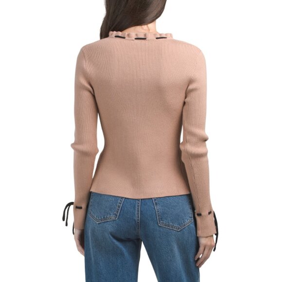 SUNDAY EDITION Taupe Cardigan With Bow Details - Picture 2 of 2